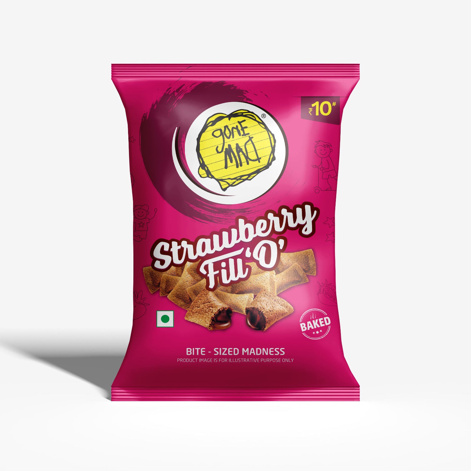 Gone Mad Strawberry Fillo, Pack of 12 (209g) – Crispy & Creamy Chocolate Filled Snack